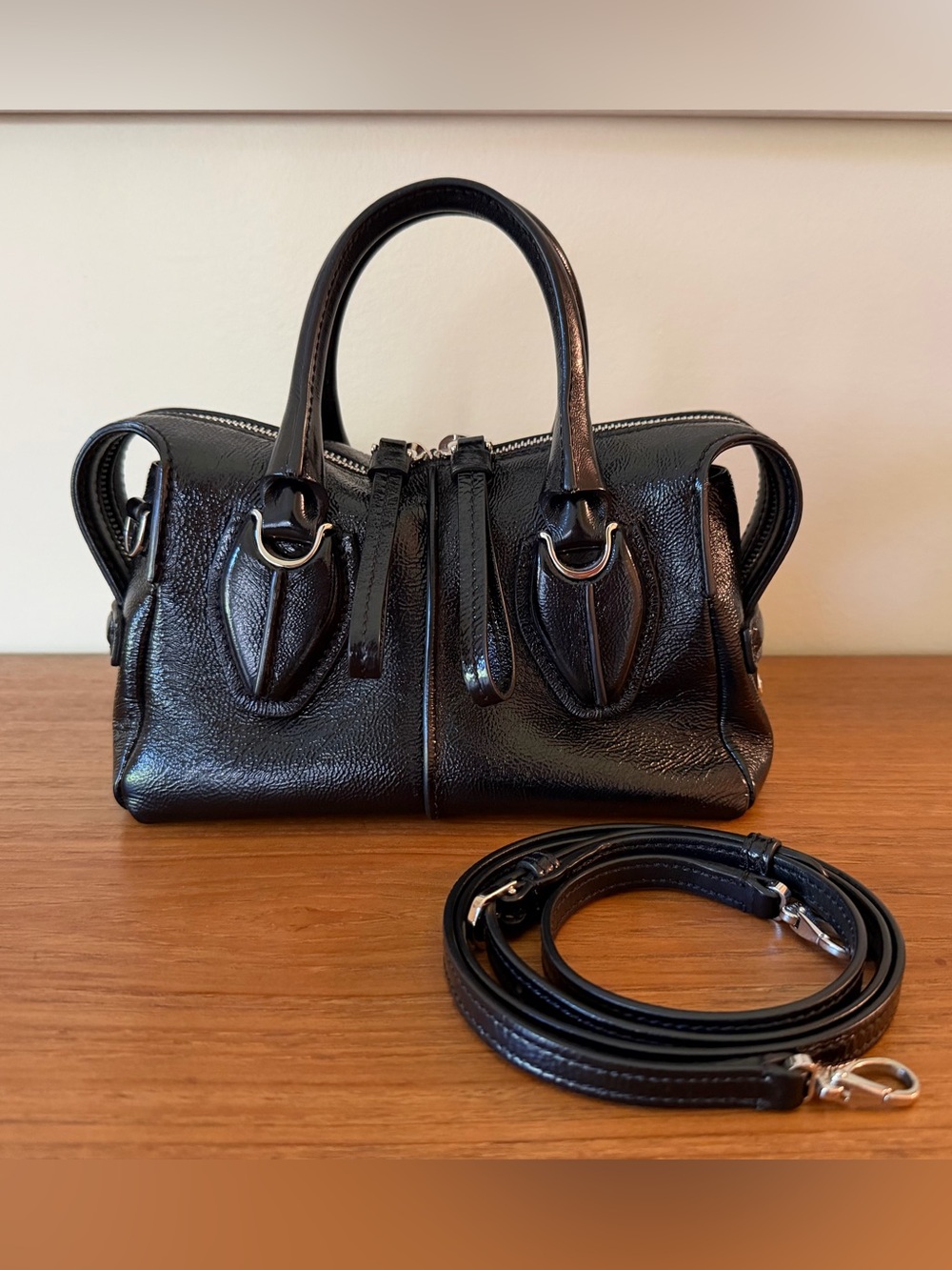 Tod’s D-Styling Bauletto Mini Bag Black Patent Leather